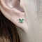 925 Sterling Silver Clear Cubic Zirconia Butterfly Stud Earrings, Green, 6x4mm