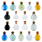 2 Sets 2 Styles Mini Glass Bottle, with Cork Plug, Wishing Bottle, for Charms Making, Hexagon Shape & Flat Round, Mixed Color, 27~31x19~21x11~12mm, 9pcs/set