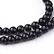 Glass Round Beads Strands, Black, 4x3mm, Hole: 1mm, about 99pcs/strand, 12~15inch