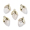 Natural Quartz Crystal Pendants, with Golden Brass Finding, Straberry Shape Charms, Faceted, 19.5x12x6.5mm, Hole: 1.6mm