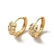 Brass Micro Pave Cubic Zirconia Hoop Earring, Heart, Light Gold, 16x7.5mm