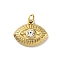 304 Stainless Steel Crystal Rhinestone Pendants, with Jump Ring, Eye Shape Charm, Ion Plating(IP), Real 18K Gold Plated, 12.5x15.5x3.5mm