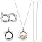 UNICRAFTALE 2pcs Stainless Steel Floating Locket Pendants Crystal Double Sided Frame Memory Locket Charm Glass Container Memory Flat Round Charm with 450mm Necklace for Jewelry Making