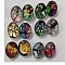 Platinum Plated Brass Jewelry Snap Buttons, with Glass Cabochons, Half Round/Dome, Tree of Life Pattern, 18.5x9mm, Knob: 5.7mm, 12pcs/set