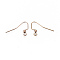304 Stainless Steel Earring Hooks, Ear Wire, with Horizontal Loop, Cadmium Free & Nickel Free & Lead Free, Rose Gold, 17x22mm, Hole: 2mm, 21 Gauge, Pin: 0.7mm