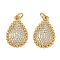 Brass Micro Pave Cubic Zirconia Pendants, Teardrop, Real 18K Gold Plated, Cadmium Free & Lead Free, Rack Plating, Long-Lasting Plated, with Jump Ring, Real 18K Gold Plated, 19.5x12.5x2mm, Hole: 3.3mm