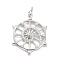 Brass Micro Pave Clear Cubic Zirconia Pendants, with Jump Ring, Long-Lasting Plated, Helm, Real Platinum Plated, 25.5x20.5x3mm, Jump Ring: 6x1mm, 4mm Inner Diameter