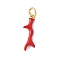 Brass Enamel Pendants, Coral Charm, with Jump Ring, Lead Free & Cadmium Free, Long-Lasting Plated, Rack Plating, Real 18K Gold Plated, Red, 18x6x2mm, Hole: 3.4mm