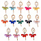 Resin Big Pendants, with Golden Plated Alloy Findings and Rhinestone, Ballet Girl, Crystal, Mixed Color, 60x31x4mm, Hole: 2mm, 14pcs/box