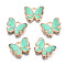 Alloy Enamel Charms, Butterfly, Light Gold, Aquamarine, 10.5x13x3mm, Hole: 2mm