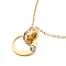 Crystal Rhinestone Interlock Rings Pendant Necklace, Ion Plating(IP) 304 Stainless Steel Jewelry for Women, Golden, 16.93 inch(43cm)