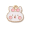 Alloy Enamel Pendants, Golden, Flat Round with Rabbit Charm, White, 14x13x1.2mm, Hole: 1.6mm