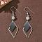 Electroplated 304 Stainless Steel Dangle Earrings, Rhombus, Stainless Steel Color, 61.5x18.5mm