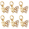 10Pcs Brass Micro Pave Cubic Zirconia Charms, Butterfly, Real 18K Gold Plated, 11x10x2mm, Hole: 3mm