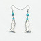Bohemian Zinc Alloy Synthetic Turquoise Dangle Earrings, Silver, Fish