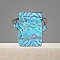 Chinese Style Brocade Drawstring Gift Blessing Bags, Landscape Print Jewelry Storage Pouches for Wedding Party Candy Packaging, Rectangle, Cyan, 15x10cm