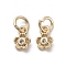 Brass Micro Pave Cubic Zirconia Charms, Long-Lasting Plated, Flower, Light Gold, 6x4x1mm, Hole: 2.3mm