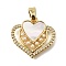 Brass Micro Pave Cubic Zirconia ABS Imitation Pearl Pendants, Cadmium Free & Lead Free, with Shell, Real 18K Gold Plated, Heart, 19x20.5x3mm, Hole: 3.5x6mm
