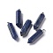 Natural Sodalite Double Terminated Pointed Pendants, with Platinum Tone Brass Findings, Bullet, 39x10x10mm, Hole: 3x6mm