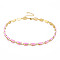 Brass Micro Pave Cubic Zirconia Link Tennis Necklaces for Women, with Enamel, Nickel Free, Real 18K Gold Plated, Oval, Pearl Pink, 34x0.7cm