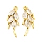 Brass Micro Pave Cubic Zirconia Pendants, Cadmium Free & Nickel Free & Lead Free, Leaf, Real 18K Gold Plated, 22.5x9x3.5mm, Hole: 1.2mm