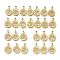 26Pcs Brass Micro Pave Cubic Zirconia Pendants, Cadmium Free & Nickel Free & Lead Free, Flat Round with Letter A~Z Charms, Real 18K Gold Plated, 19x16.5x3mm, Hole: 4x3mm