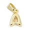 Brass Charms, Letter, Cadmium Free & Lead Free, Long-Lasting Plated, Rack Plating, Letter A, 9x6x2.5mm, Hole: 3x5mm