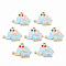 Alloy Enamel Pendants, Light Gold, Elephant, Light Blue, 15x18.5x2.5mm, Hole: 1.8mm