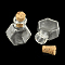 Hexagon Glass Bottle for Bead Containers, with Cork Stopper, Wishing Bottle, Clear, 2.5x2x1.1cm, Hole: 0.6cm, Bottleneck: 0.95~1cm in diameter, Capacity: 1.5ml(0.05 fl. oz)