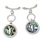 Brass Toggle Clasps with Paua Shell, Cadmium Free & Nickel Free & Lead Free, Carrot, Platinum, 41mm, Ring: 13x10x2mm, Hole: 1.5mm, Bar: 19x7x2.5mm, Hole: 1.5mm, pendant: 19x17x3mm, Hole: 0.7mm