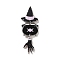 Halloween Theme Wood Big Pendants, Printed Wooden Tassel Charms, with Iron Findings, Witch, 61x21.5x2.5mm, Hole: 1.4mm