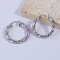 Circular Twisted Brass Hoop Earrings, Platinum, 41.7x38mm