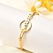 201 Stainless Steel Flat Round Link Bangles for Women, Real 18K Gold Plated, Word I Love You, 1/8 inch(0.4cm), Inner Diameter: 2 inch(5.1cm)x2-5/8 inch(6.6cm)