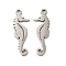 Non-Tarnish 201 Stainless Steel Pendants, Sea Horse Charm, Stainless Steel Color, 21.3x7x0.9mm, Hole: 1.4mm