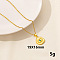 Stylish Stainless Steel Rhinestones Flat Round with Evil Eye Pendant Necklace, Hip-hop Street Fashion