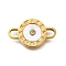 304 Stainless Steel Laser Cut Roman Numerals Flat Round Links Connector Charms, with Plastic Imitation Shell, Manual Polishing, Ion Plating(IP), Golden, White, 16.5x10x1.5mm, Hole: 2.3x2mm