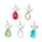 Faceted Teardrop Glass Pendants, Angel, with ABS Plastic Imitation Pearl Round Beads & Alloy Angeltee Beads & Loop, Mixed Color, 41x21.5x8mm, Hole: 2mm
