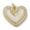 Brass Micro Pave Cubic Zirconia Pendants, Cadmium Free & Lead Free, with Shell, Heart, Real 18K Gold Plated, 16x18x3mm, Hole: 3.4mm
