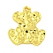 304 Stainless Steel Pendants, Textured Bear Charm, Real 18K Gold Plated, 19x16.5x2.3mm, Hole: 1.6mm