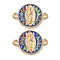 Alloy Micro Pave Colorful Cubic Zirconia Holy Virgin Mary Connector Charms with Enamel, Golden, Flat Round, 15.5x21x2mm, Hole: 2.5mm