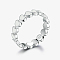 Anti-Tarnish Platinum Rhodium Plated 925 Sterling Silver Heart Finger Rings, with Enamel, White, Inner Diameter: 17mm