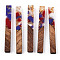 Transparent Resin & Walnut Wood Big Pendants, with Gold Foil, Rectangle Charms, Mauve, 40x5x4mm, Hole: 2mm