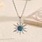 Brass Clear Zircon Droplet Star Pendant Necklaces, Fashionable and Versatile Glitter Blue Enamel Star Necklaces for Daily Wear, Silver, 17.32 inch(44cm)