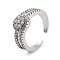 Rack Plating Brass Micro Pave Cubic Zirconia Round Open Cuff Rings for Women, Long-Lasting Plated, Cadmium Free & Lead Free, Platinum, 9mm, Adjustable