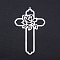 Non-Tarnish 201 Stainless Steel Big Pendants, Filigree Joiners Findings, Laser Cut, Cross with Flower, Stainless Steel Color, 62.5x39.5x1mm, Hole: 1.5mm