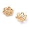 Brass Bead Caps, Cadmium Free & Nickel Free & Lead Free, 6-Petal Flower, Real 18K Gold Plated, 6x2.5mm, Hole: 1~1.2mm
