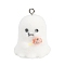 Halloween Flocky Opaque Resin Pendants, Ghost, with Platinum Alloy Loop, White, 30x24.5mm, Hole: 2mm