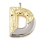 Brass Pendants, Cadmium Free & Nickel Free & Lead Free, Real 18K Gold Plated And Platinum, Letter Charms, Letter D, 28x20x4.5mm, Hole: 4x2mm