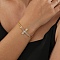 Elegant European and American Style Brass Leaf Link Chain Bracelets, Cubic Zirconia Cross Jewelry Bracelets for Women, Gold, White, Inner Diameter: 7-1/8 inch(18cm)