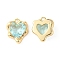 Brass Micro Pave Cubic Zirconia Charms, Cadmium Free & Nickel Free & Lead Free, Heart Charm, Real 18K Gold Plated, Light Cyan, 13x11x4.5mm, Hole: 1.2mm